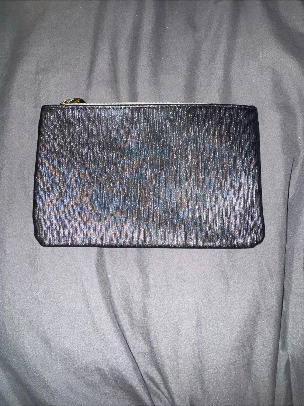 ipsy Black Zip Pouch with Yellow & Dance Embroidery